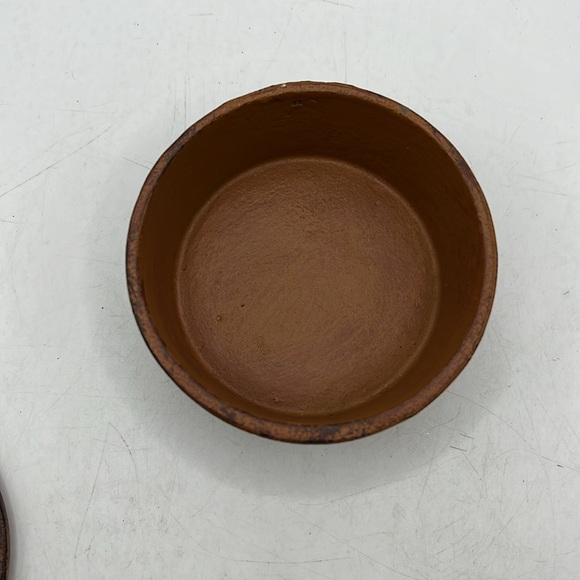 Vintage Round Clay Stone Trinket Jewelry Box Container Storage Art Decor - Picture 2 of 15